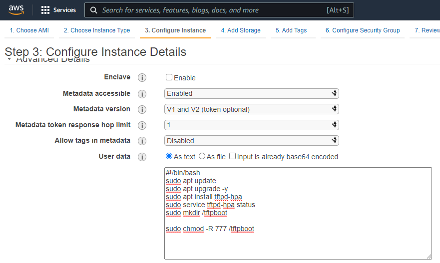 Run TFTP Server in AWS for Switch/ Router firmware upgrade